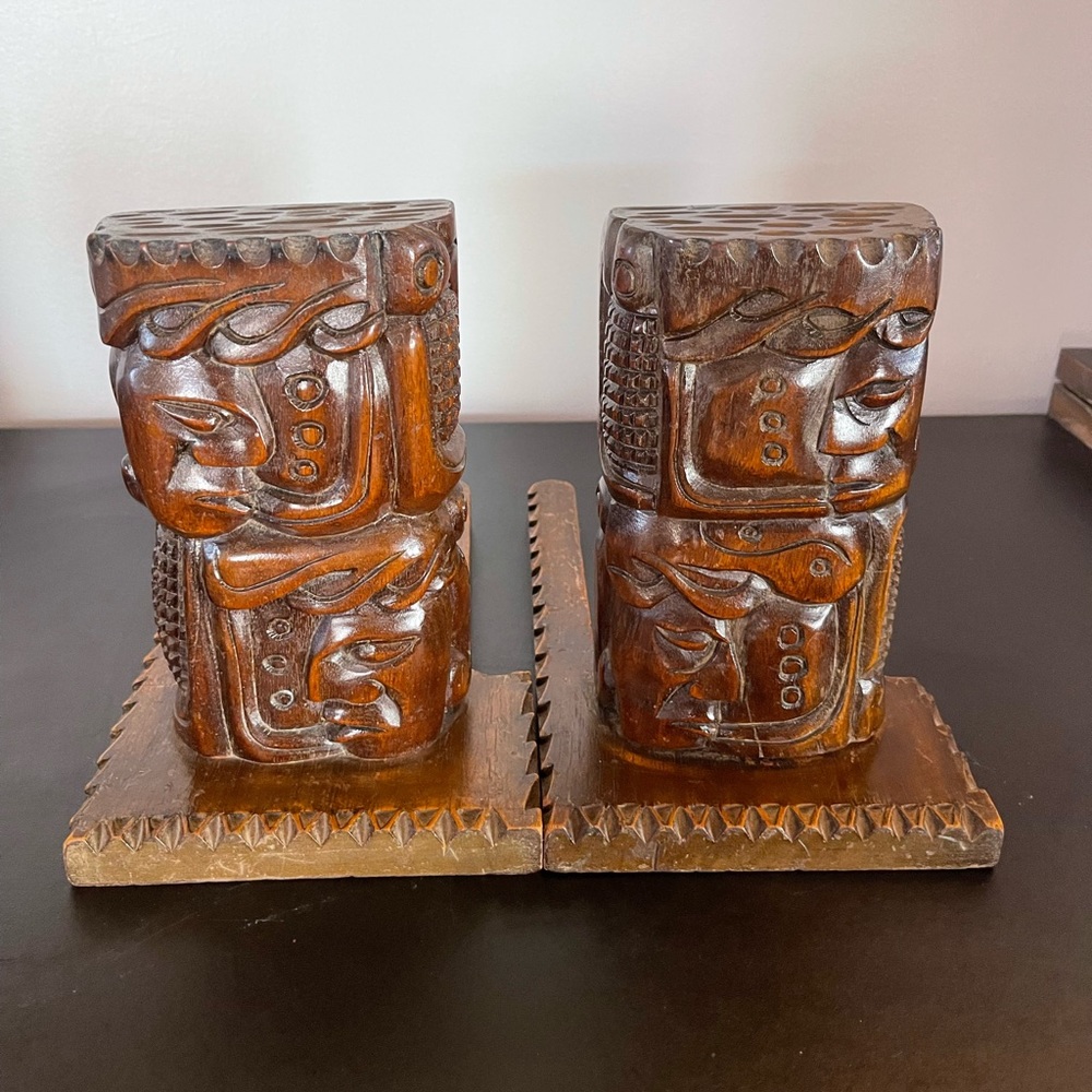 Mid Century Honduran Tiki Book Ends